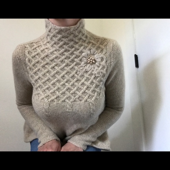 Moda International Tops - Moda International Mockneck Oatmeal Peplum Sweater